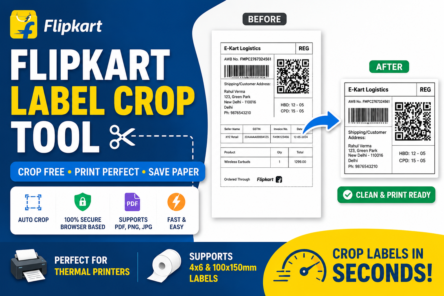 Flipkart Label Crop Tool
